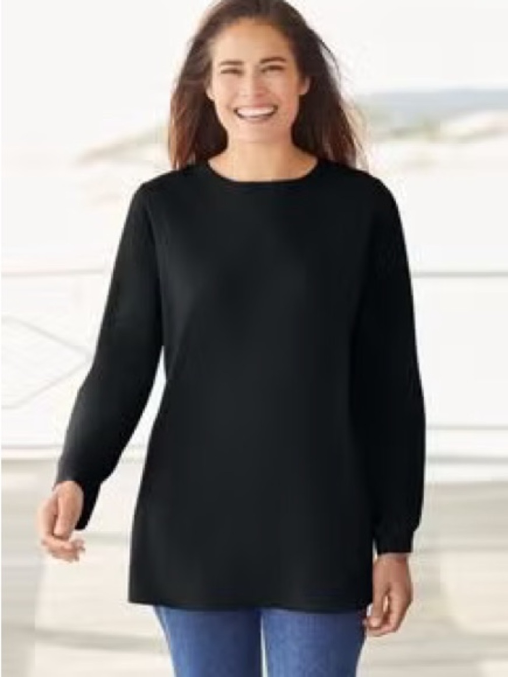 Eloquii Black Crewneck Long Sleeve Sweater